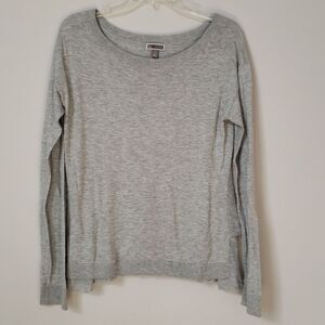 Chelsea 28 Sweater Womens M Cashmere Blend Ruffled Peplum Scoop Neck Top Gray